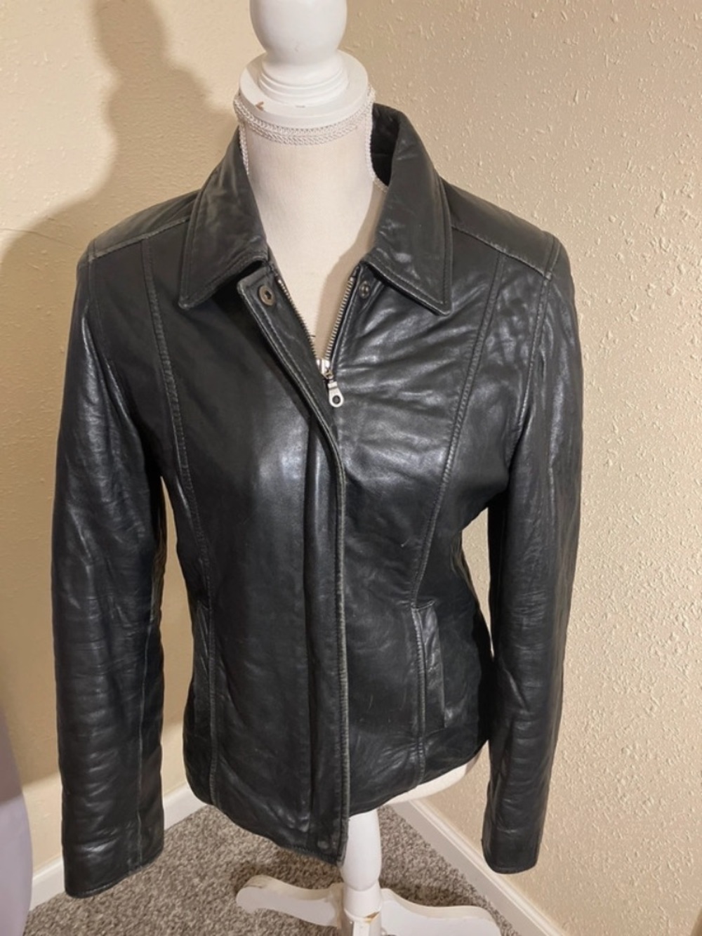 Classic Black Leather Jacket - Women